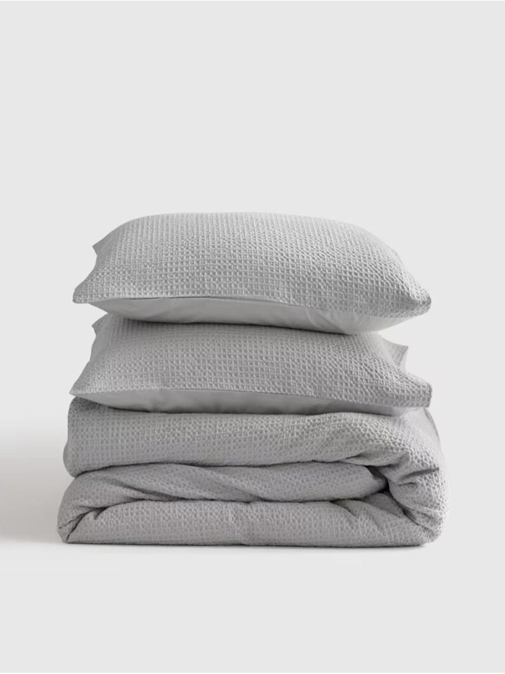 Quince light grey Honeycomb Duvet Cover and Shams